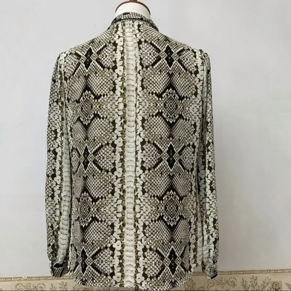 J. Crew Drapey Tie-Neck Top in Snakeskin Print